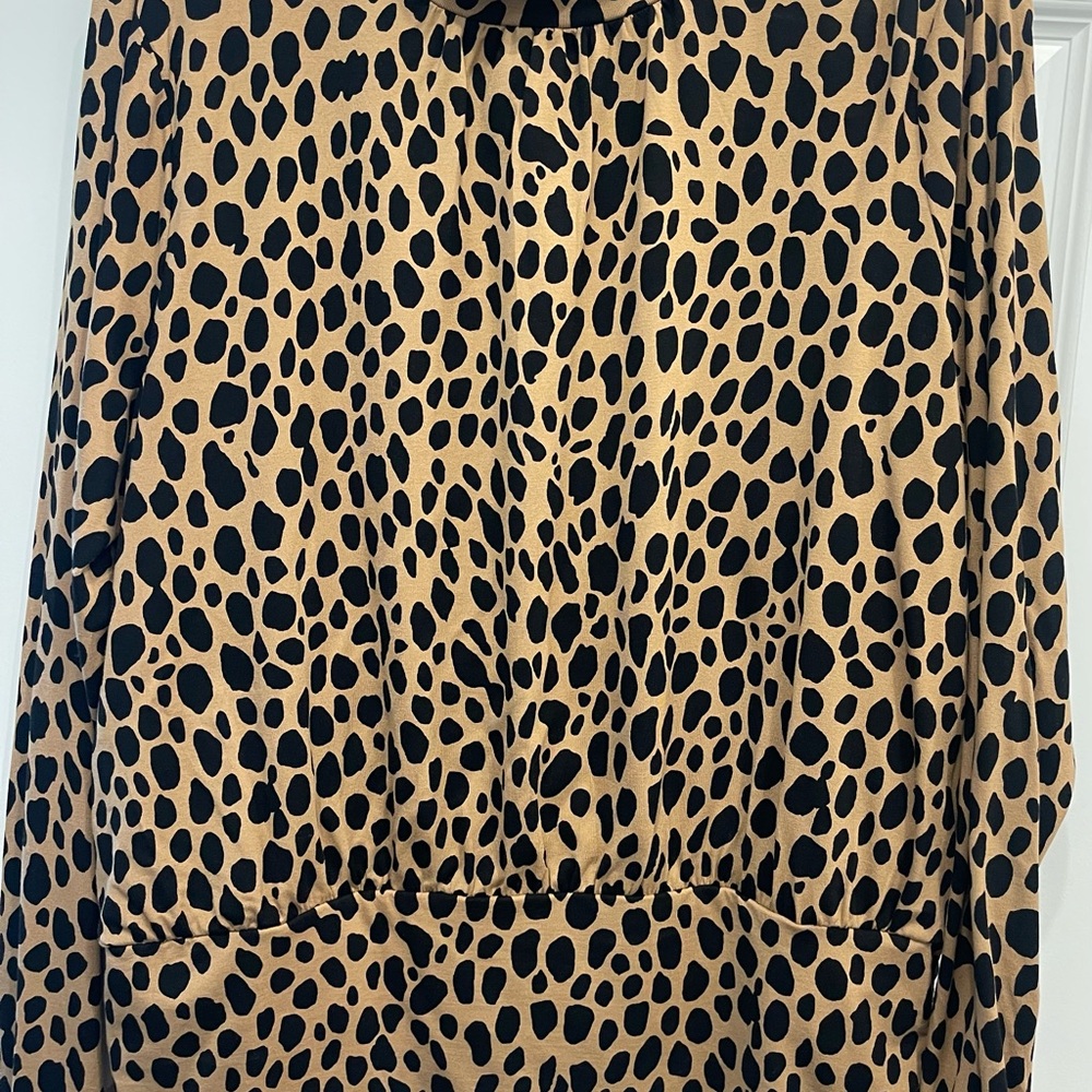 Chico's Tan and Black Animal Print Top